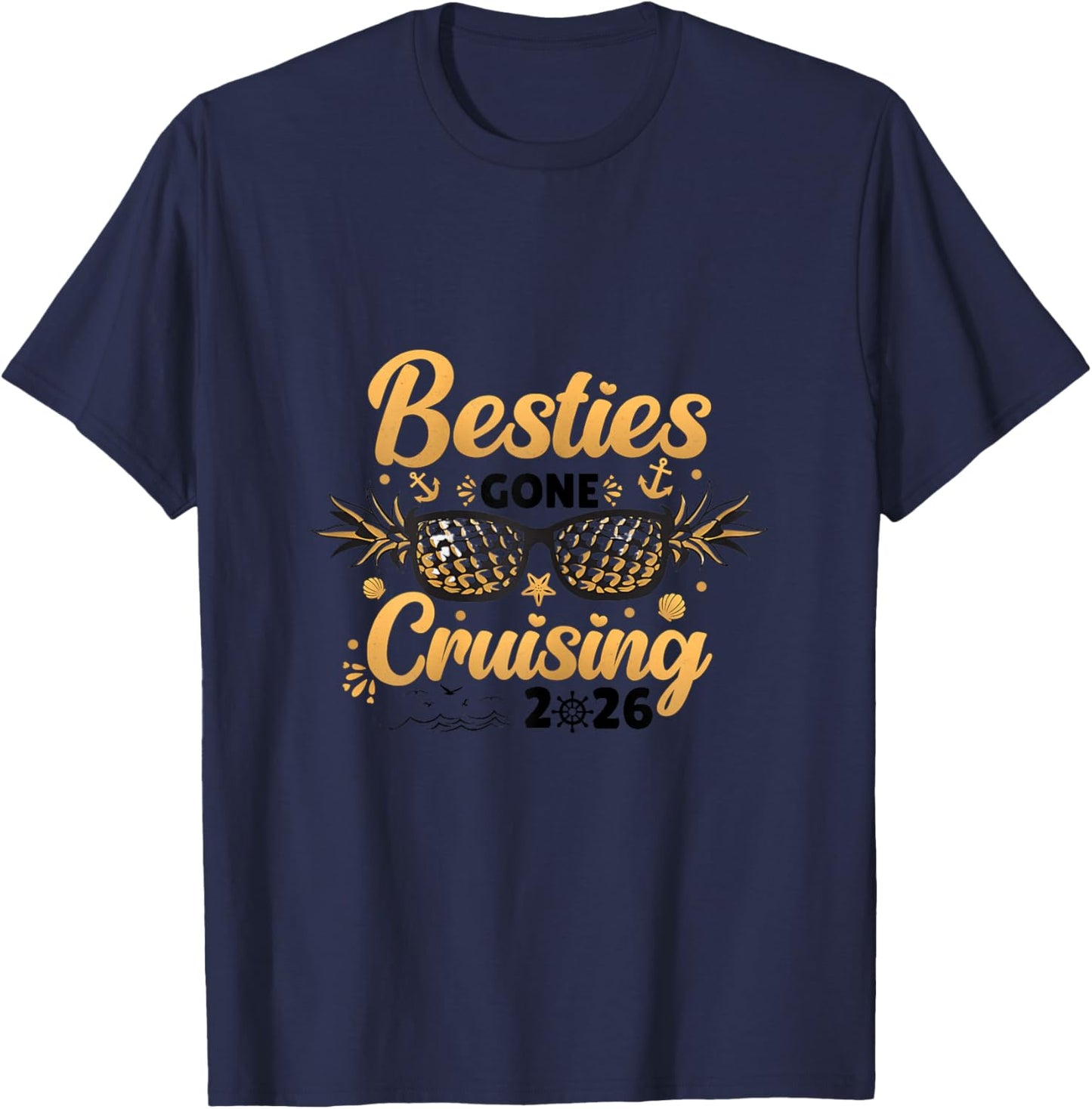 Besties Gone Cruising 2026 Best Friends Matching Cruise T-Shirt - T-Shirt | Navy