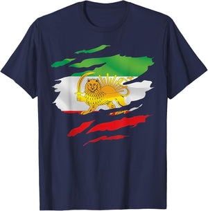 Free Iran Lion Sun Flag T-Shirt - T-Shirt | Navy