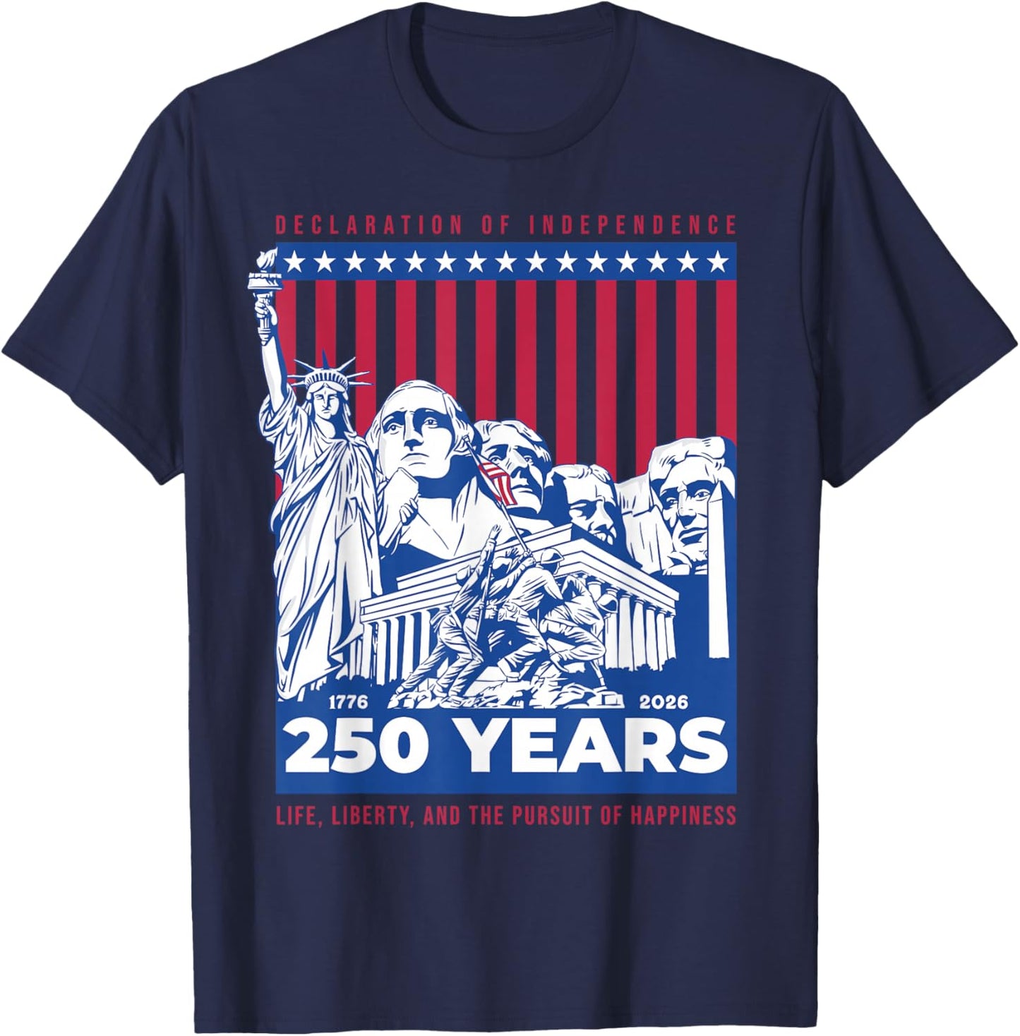 USA Celebrates 250 1776 to 2026 American Patriot T-Shirt - T-Shirt | Navy