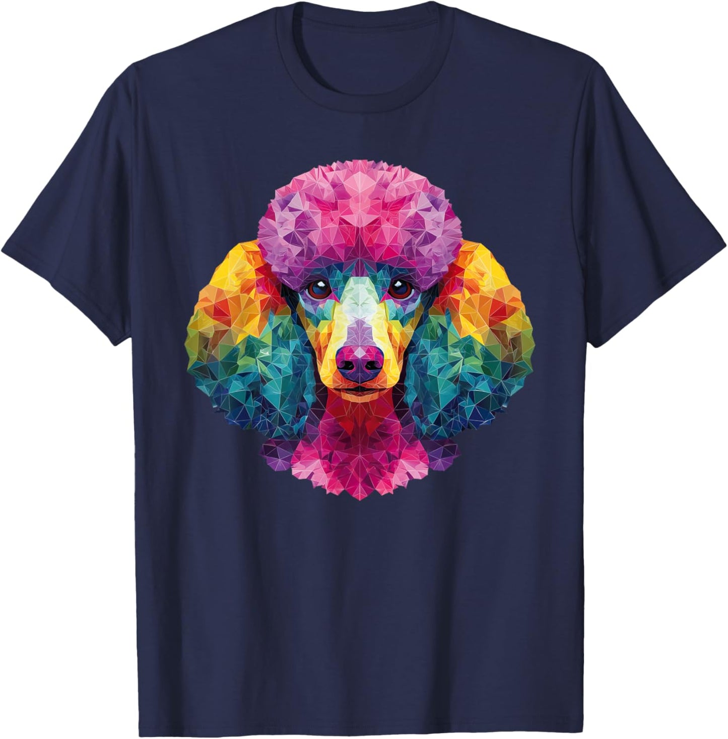 Poodle Dog Colorful Art Graphic T-Shirt - T-Shirt | Navy