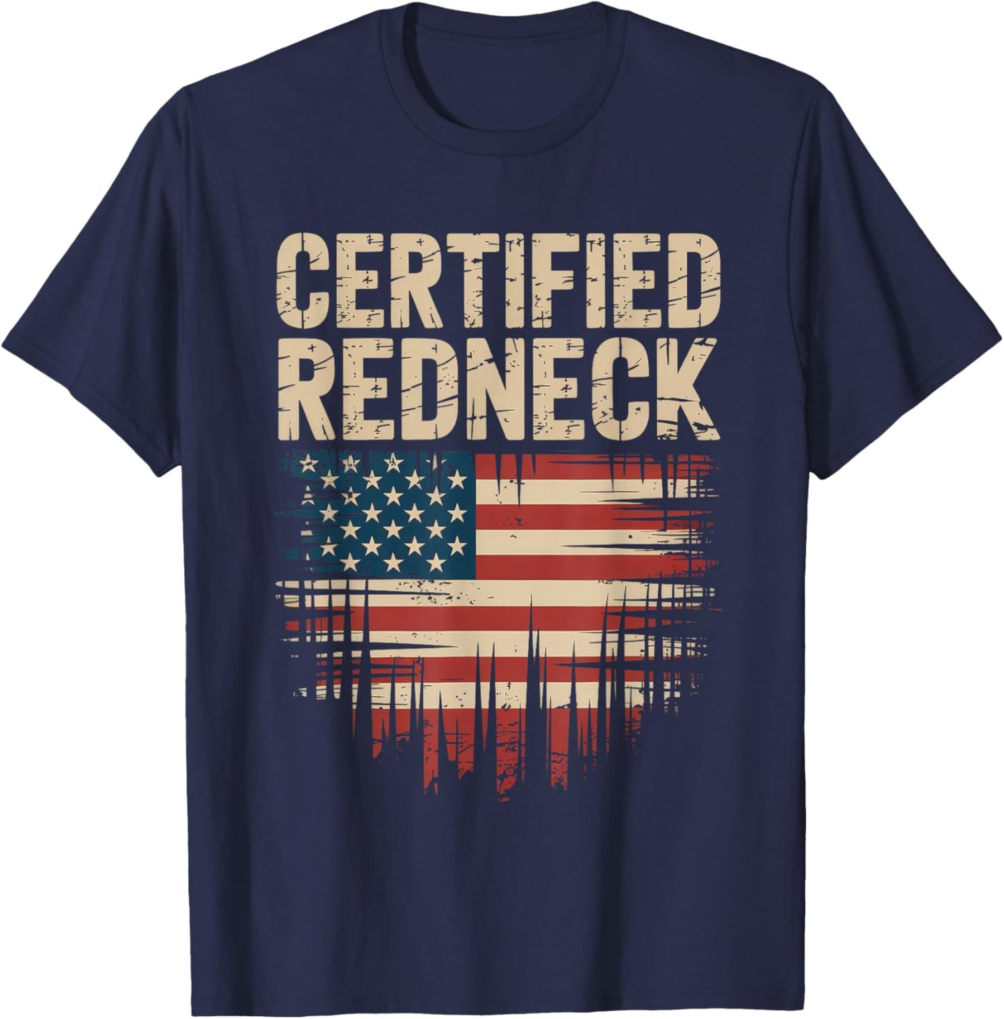 Redneck 4th of July Freedom American Flag T-Shirt - T-Shirt | Navy