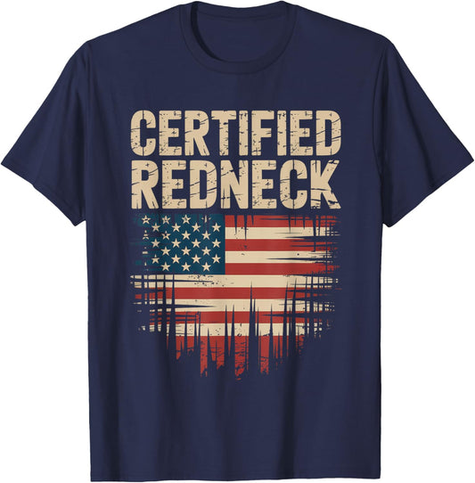 Redneck 4th of July Freedom American Flag T-Shirt - T-Shirt | Navy