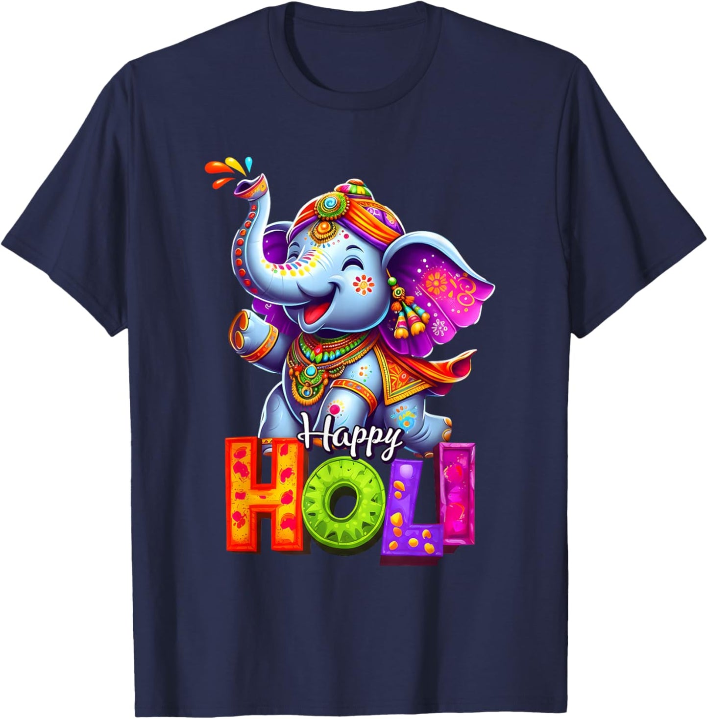 Color Elephant Hindu Women Kids T-Shirt - T-Shirt | Navy