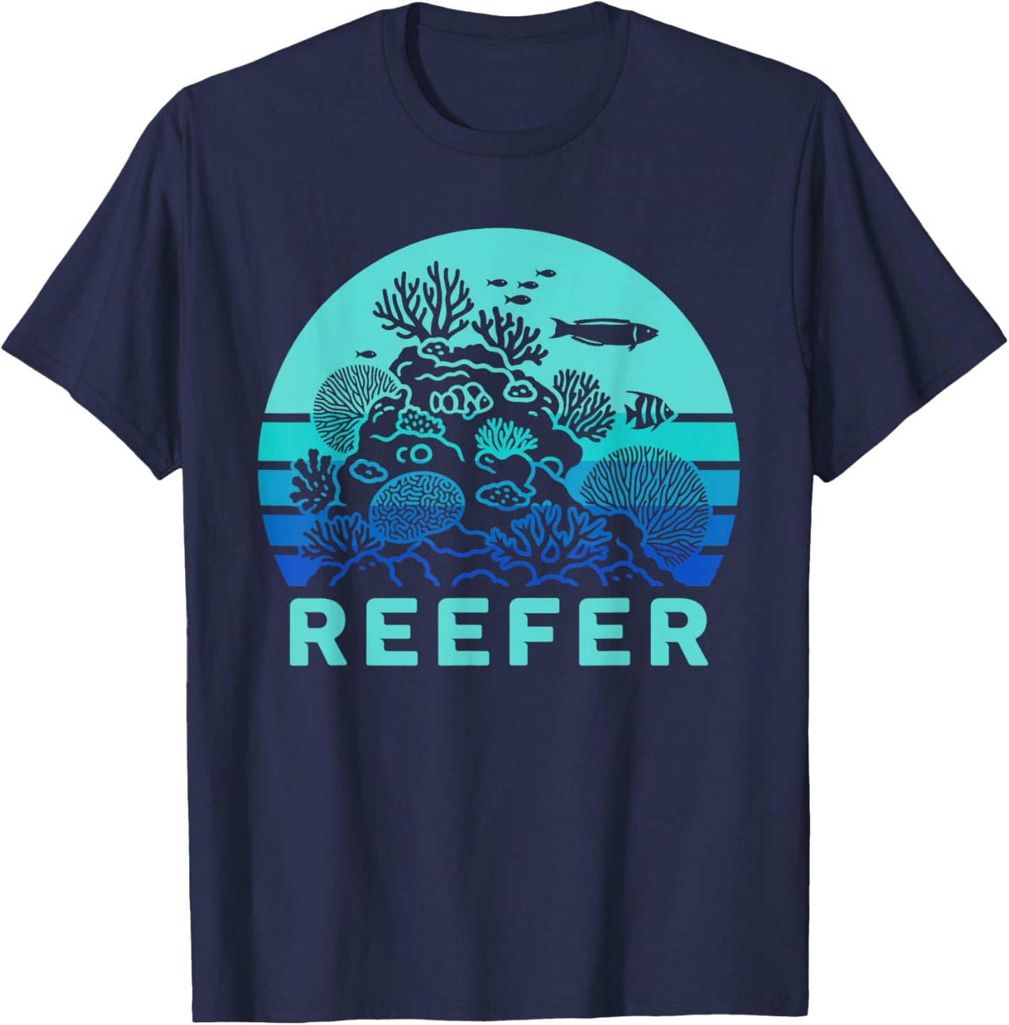 Retro Coral Reef Funny Reefer Aquarist T-Shirt - T-Shirt | Navy