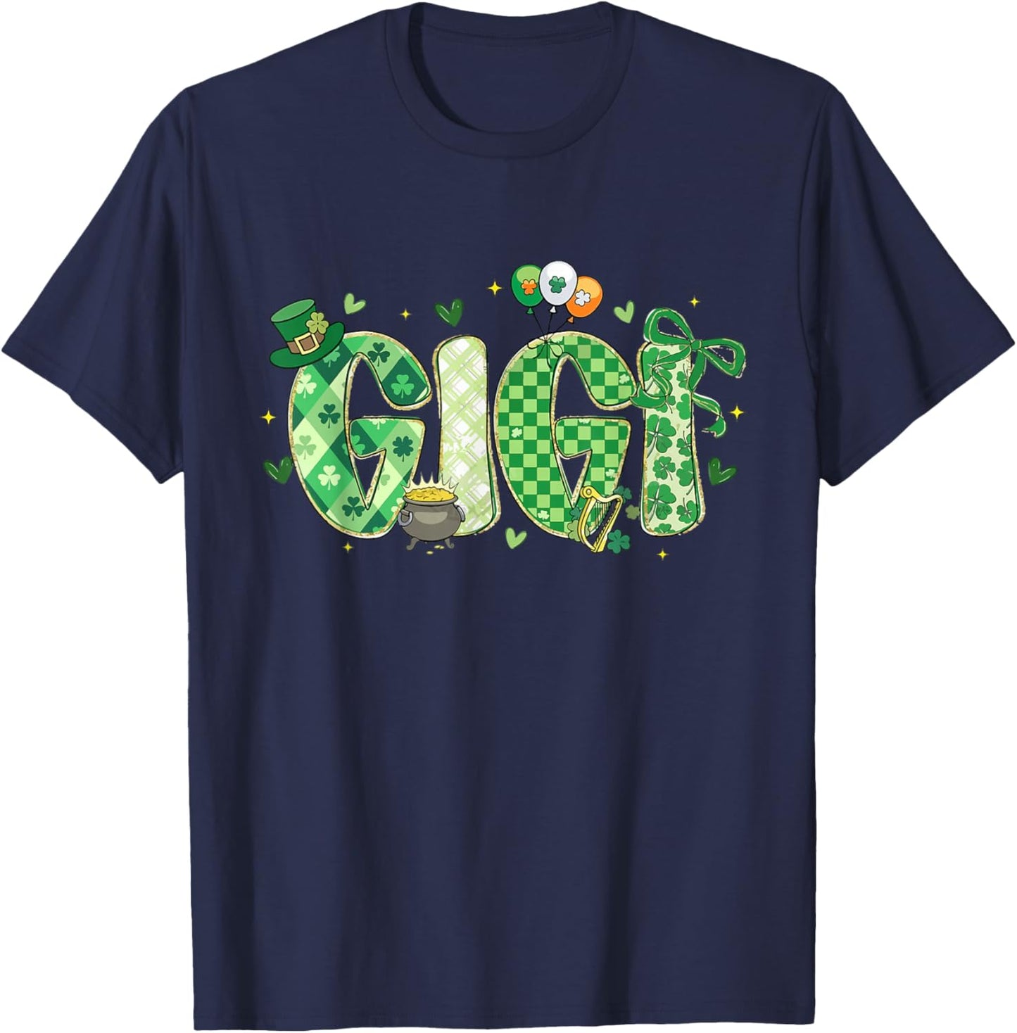 Funny Family St Patricks Day Lucky Gigi Shamrock Irish Girly T-Shirt - T-Shirt | Navy