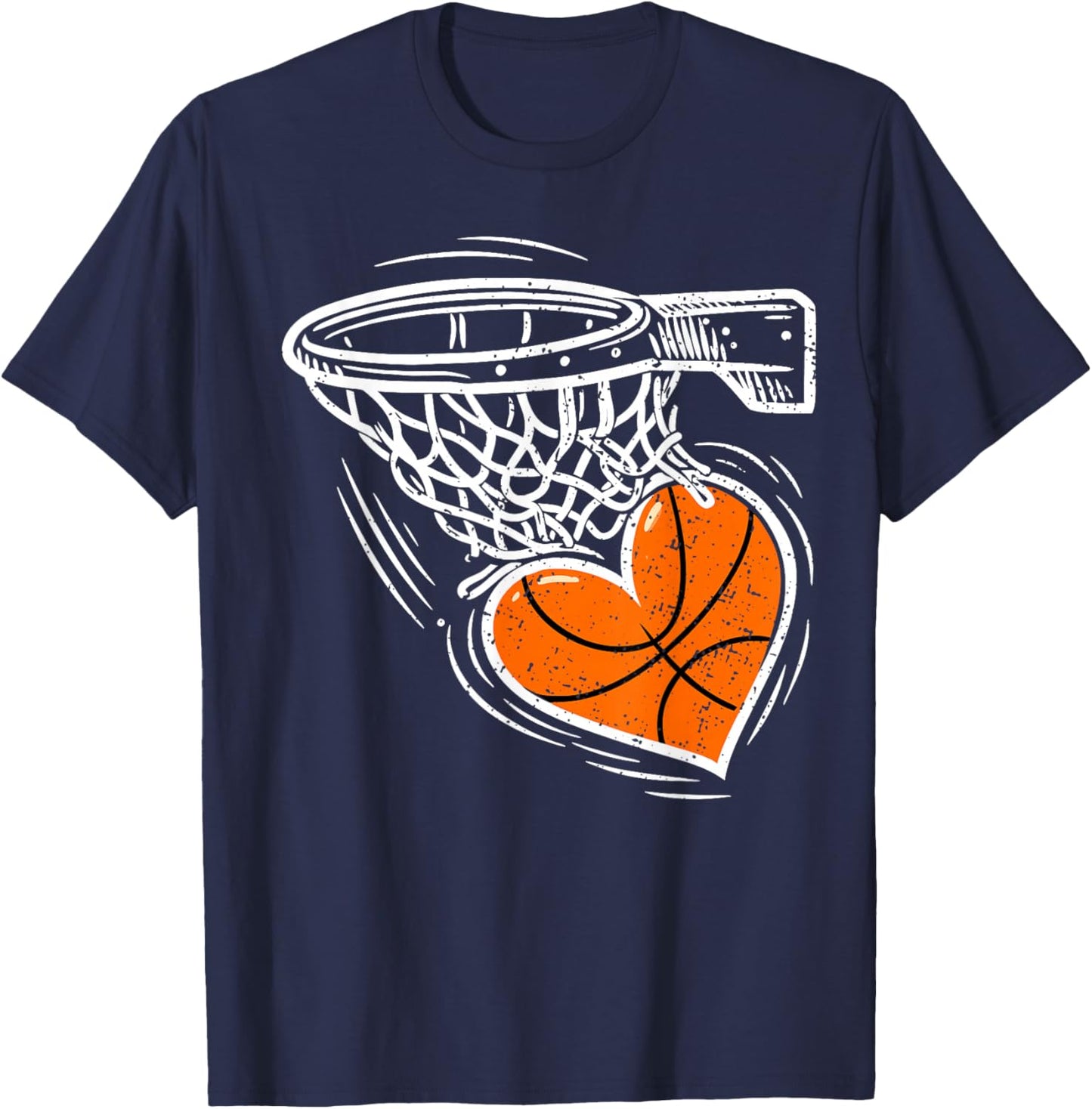 Valentines Day Basketball Heart Men Women Girls Kids T-Shirt - T-Shirt | Navy