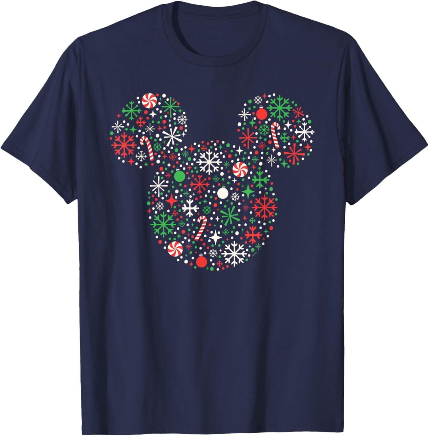 Disney Mickey Mouse Christmas Holiday Festive Filled Icon T-Shirt - T-Shirt | Navy