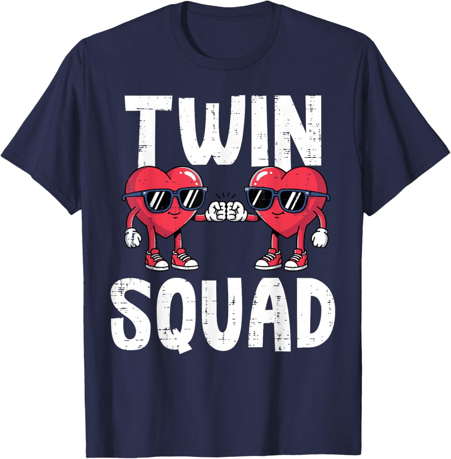 Valentines Day Hearts Twin Squad Fist Bump Men Women Kids T-Shirt - T-Shirt | Navy