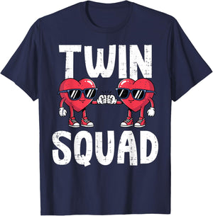 Valentines Day Hearts Twin Squad Fist Bump Men Women Kids T-Shirt - T-Shirt | Navy