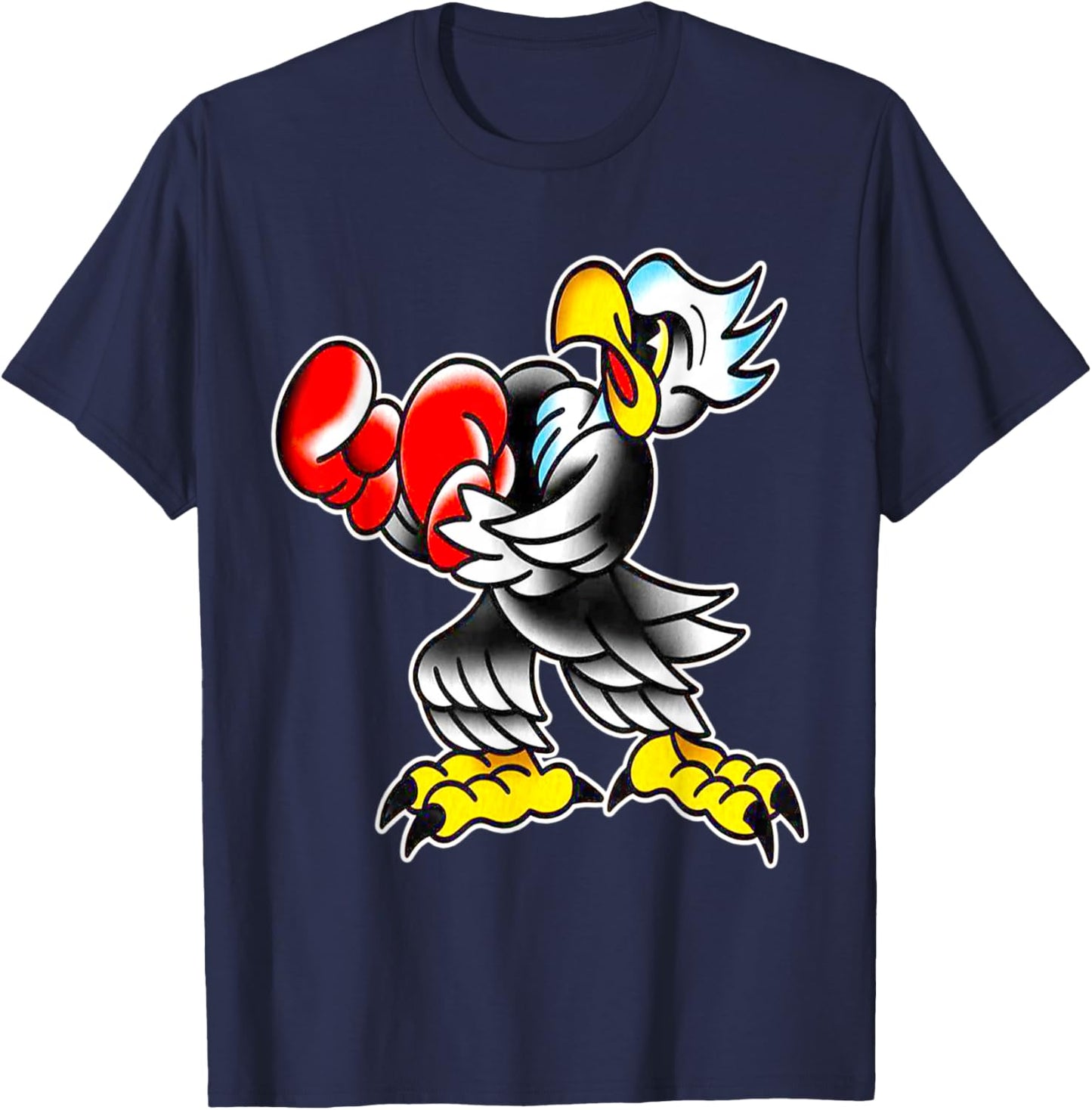 Bald Eagle Boxer Old School Tattoo Flash T-Shirt - T-Shirt | Navy