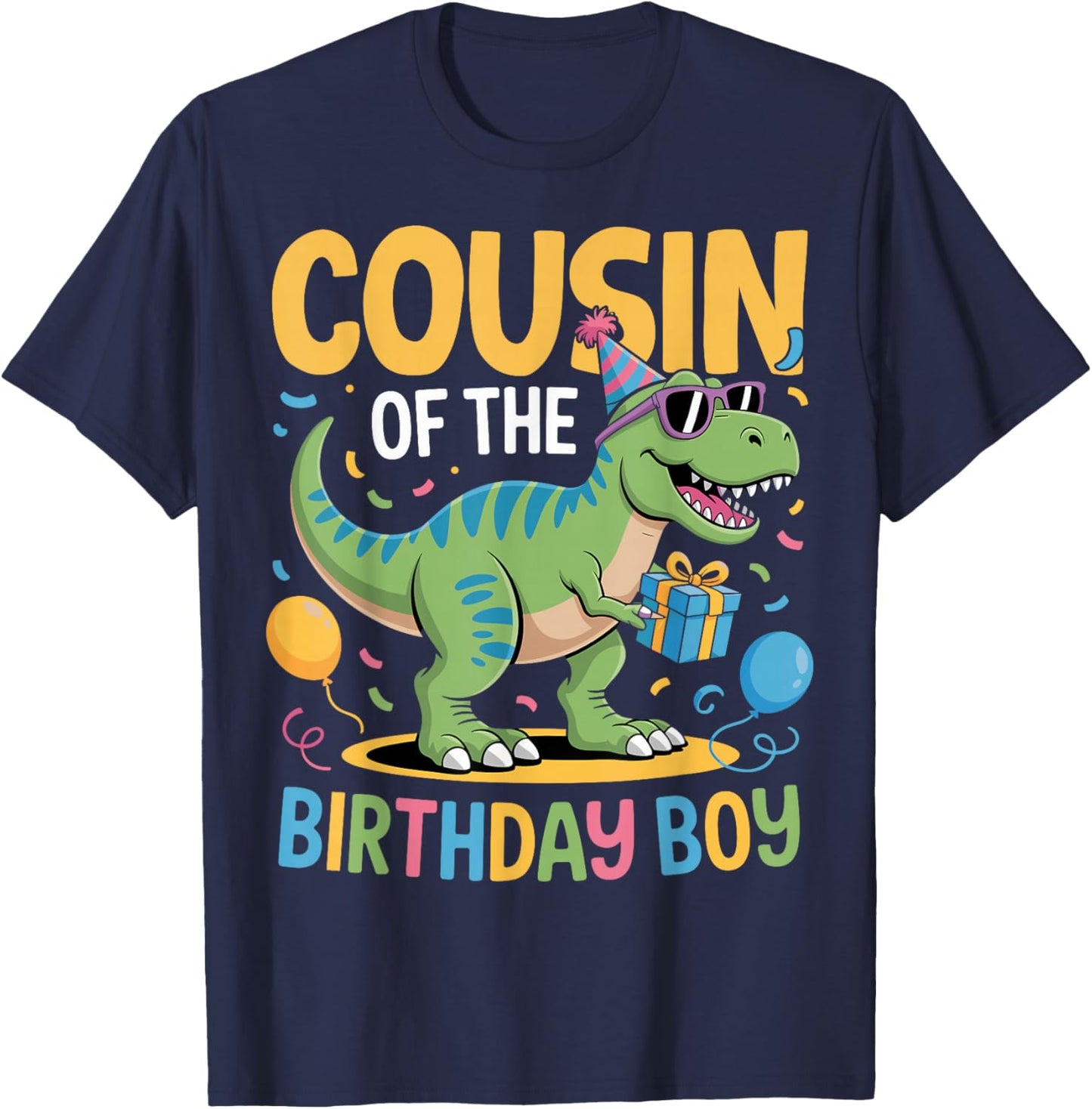 Cousin of The Birthday Party Outfit Dinosaur Squad Cousin T-Shirt - T-Shirt | Navy