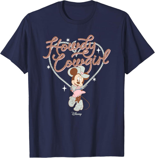 Disney Minnie Mouse Howdy Cowgirl Western Retro T-Shirt - T-Shirt | Navy