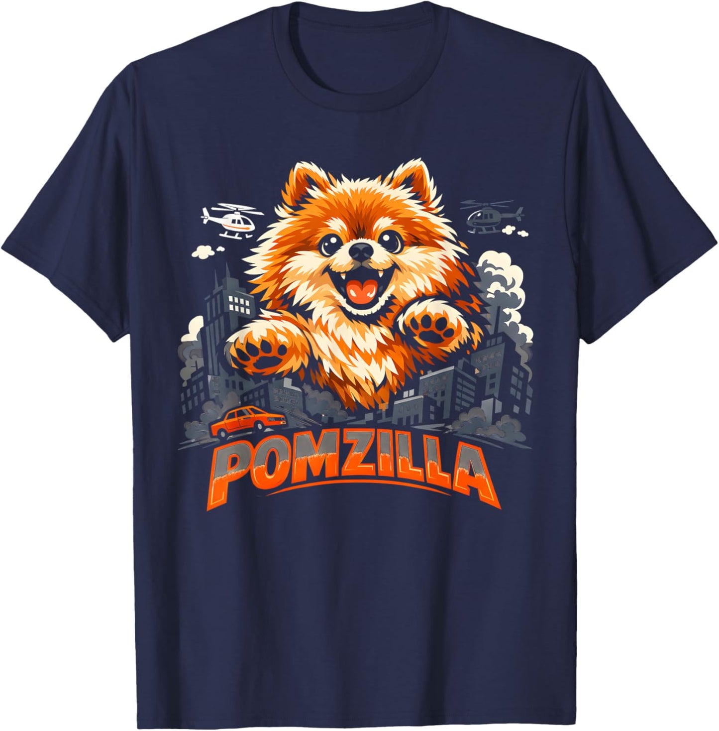 Vintage Pomzilla Pomeranian Dog Monster Pom Dog Lover Men T-Shirt - T-Shirt | Navy