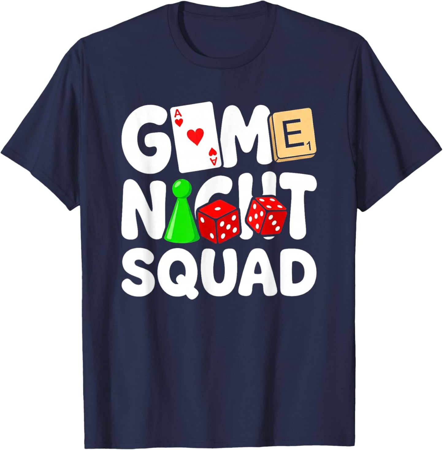 Game Night Squad Board Game Dice Card Lover T-Shirt - T-Shirt | Navy