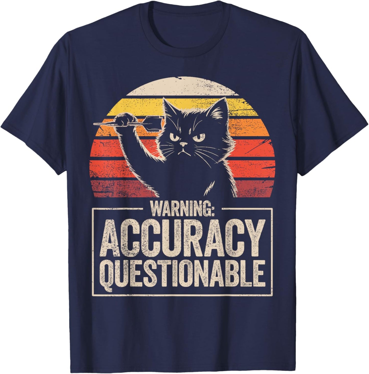 Hilarious Darts Player Bar League Cat Darts T-Shirt - T-Shirt | Navy