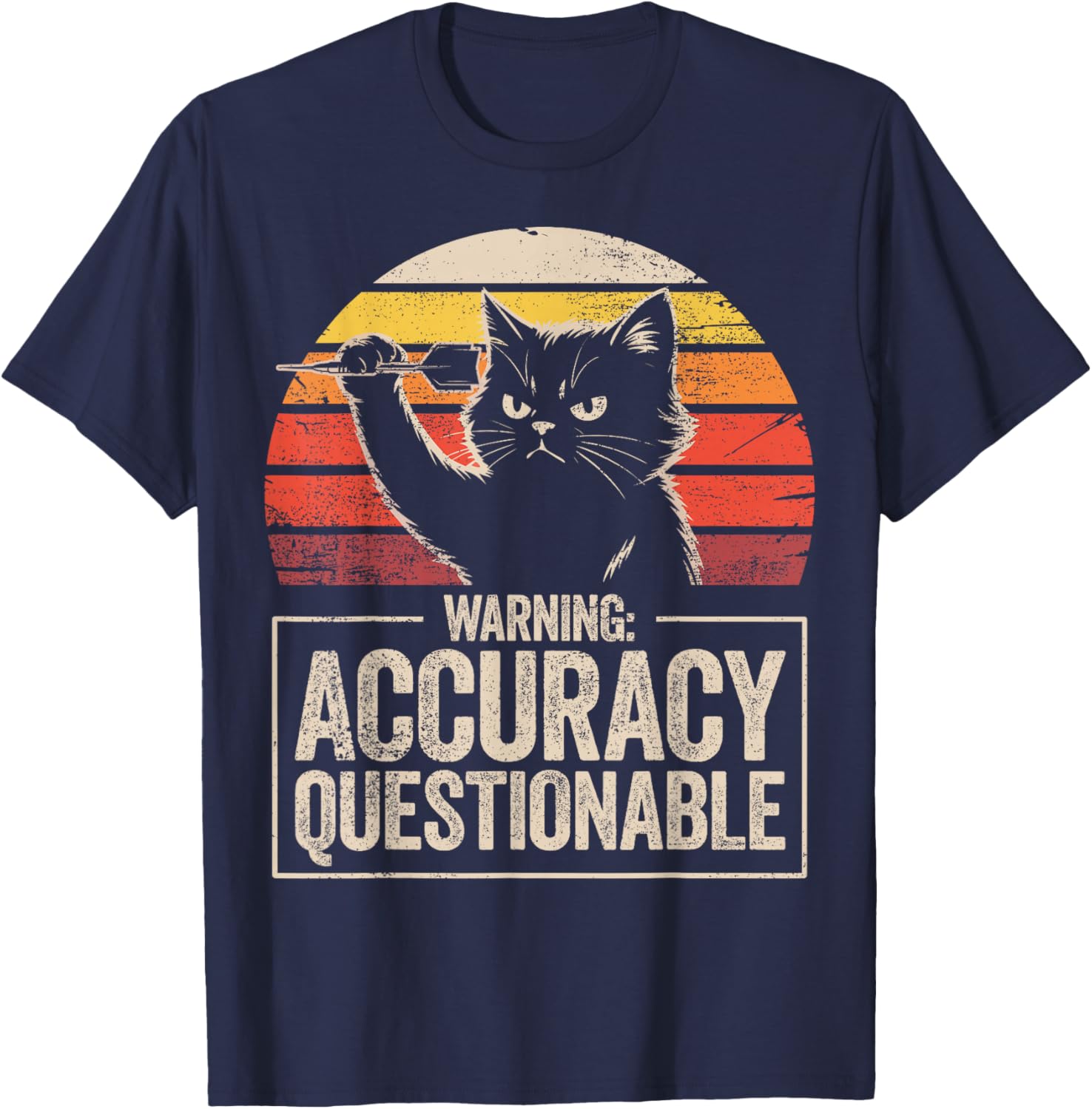 Hilarious Darts Player Bar League Cat Darts T-Shirt - T-Shirt | Navy
