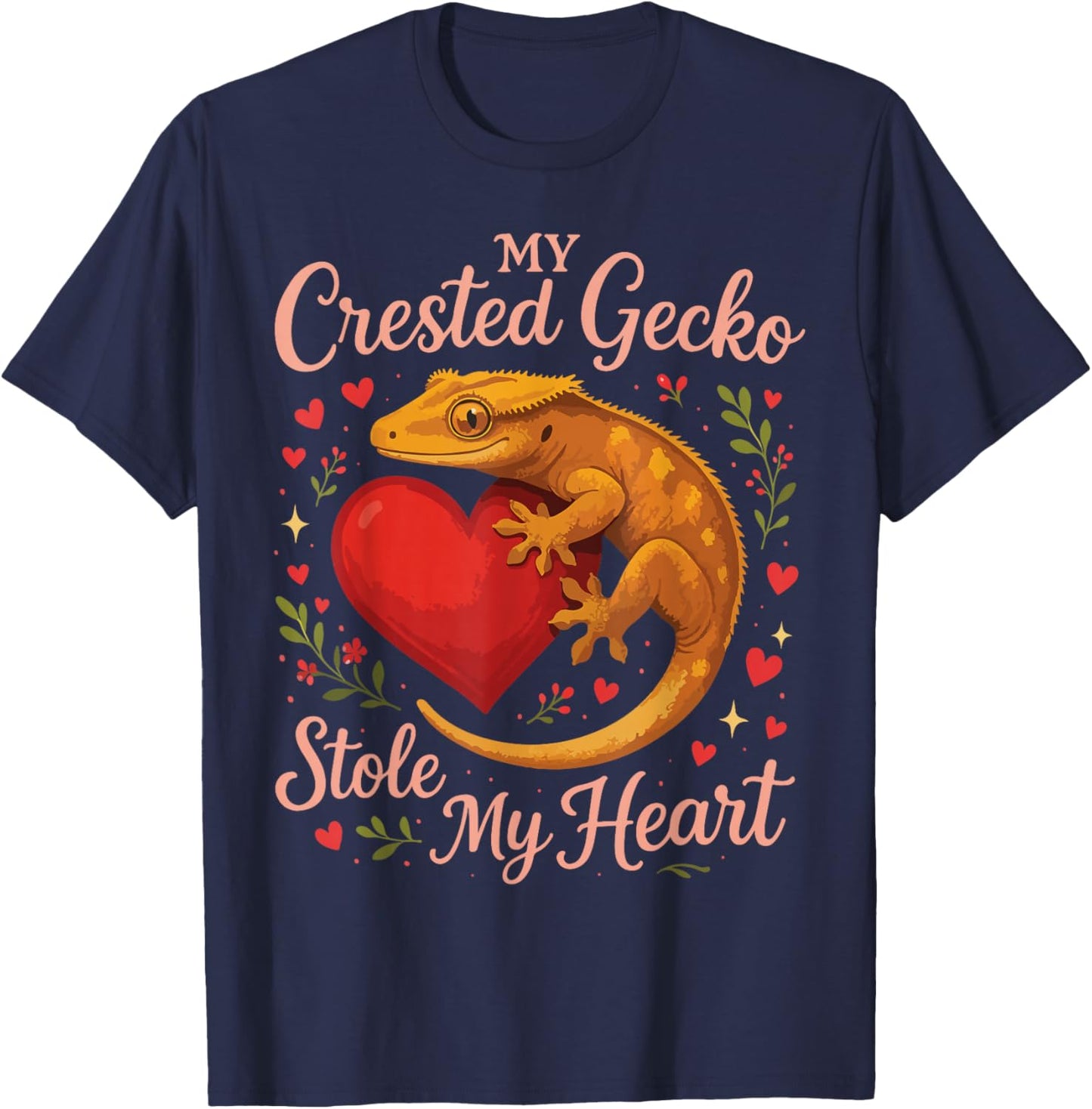 Crested Gecko Valentines Day My Crested Gecko Stole My Heart T-Shirt - T-Shirt | Navy