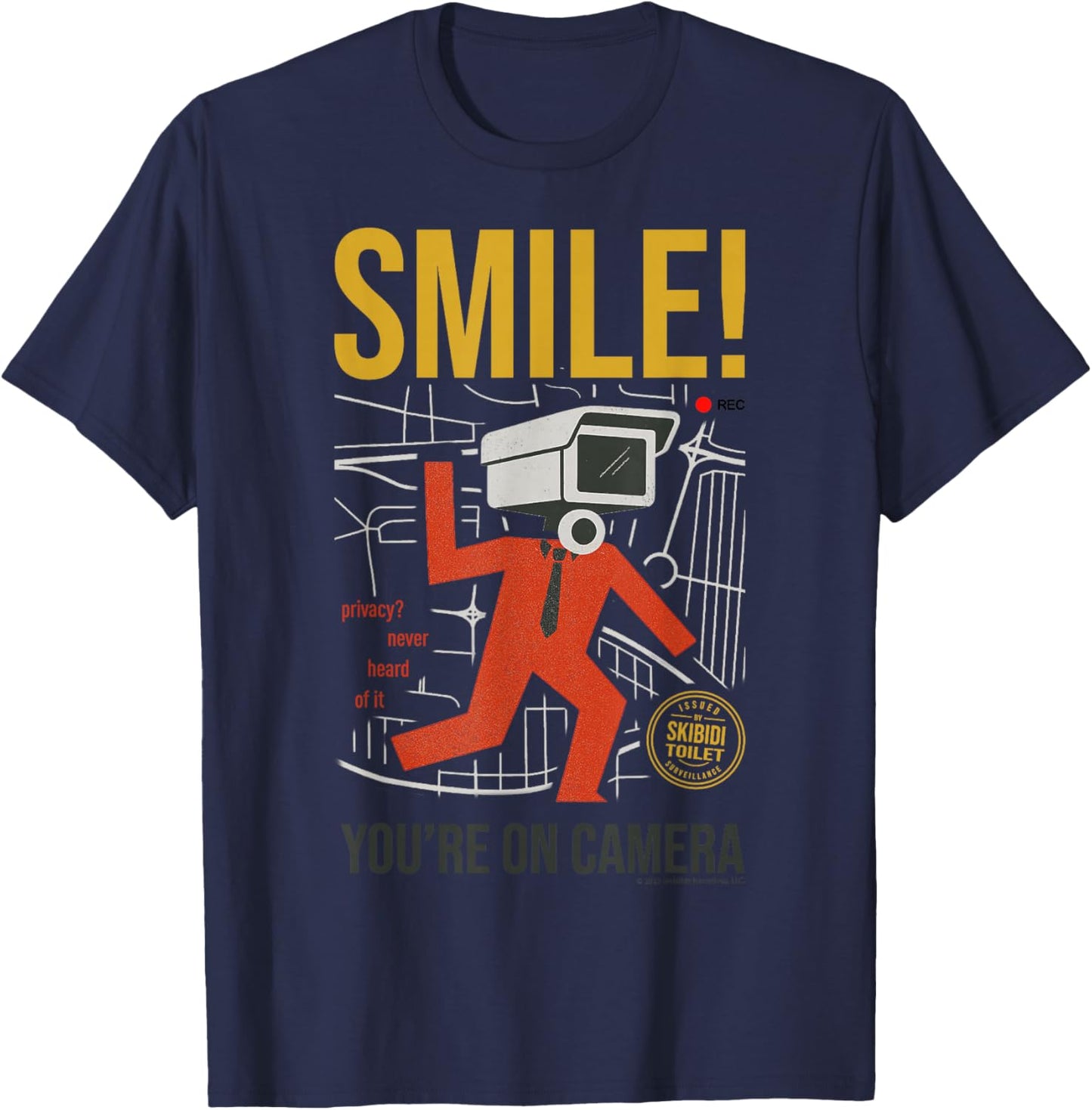 Skibidi Toilet Smile You are On Camera T-Shirt - T-Shirt | Navy
