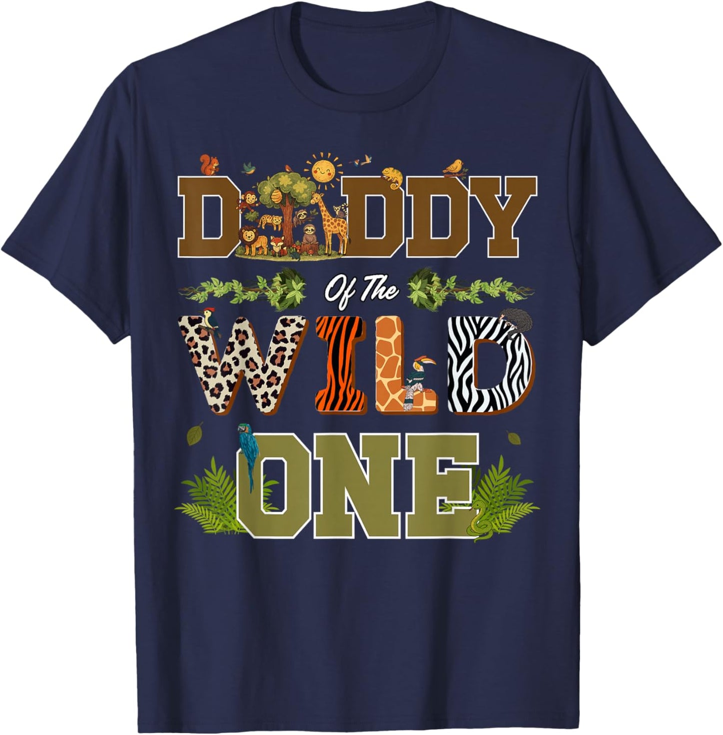Daddy of The Wild One 1st Birthday Safari T-Shirt - T-Shirt | Navy