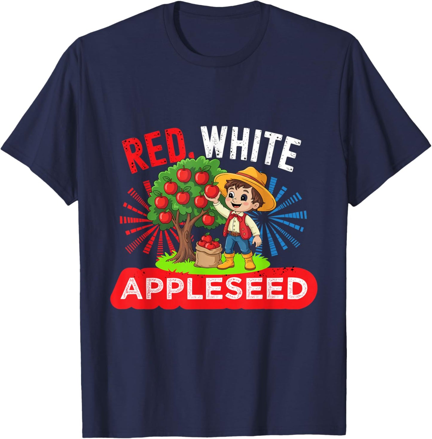 Johnny Appleseed Day Costume US September 26th Retro Tree T-Shirt - T-Shirt | Navy