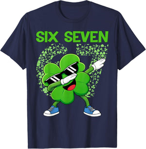 67 Six Seven 6 7 Meme Cute Shamrock Patrick's Day Men Boys T-Shirt - T-Shirt | Navy