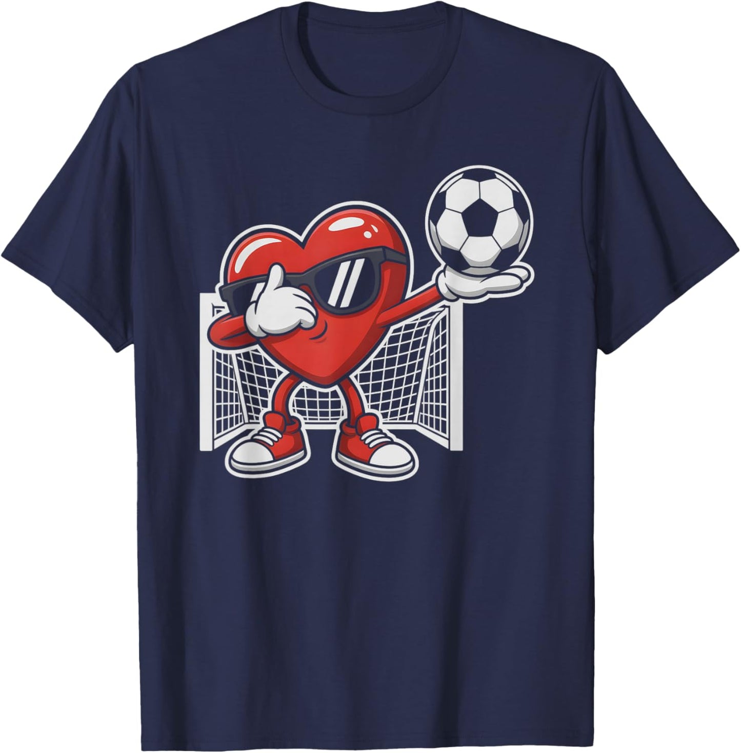 Funny Soccer Heart Love Dabbing Valentine Kids Kick Girls T-Shirt - T-Shirt | Navy