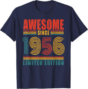 70th Birthday Awesome Since 1956 Vintage 70 Birthday T-Shirt - T-Shirt | Navy