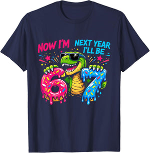 6 Year Old Birthday Boys Kids Now I'm 6 Next Year I'll be 7 T-Shirt - T-Shirt | Navy