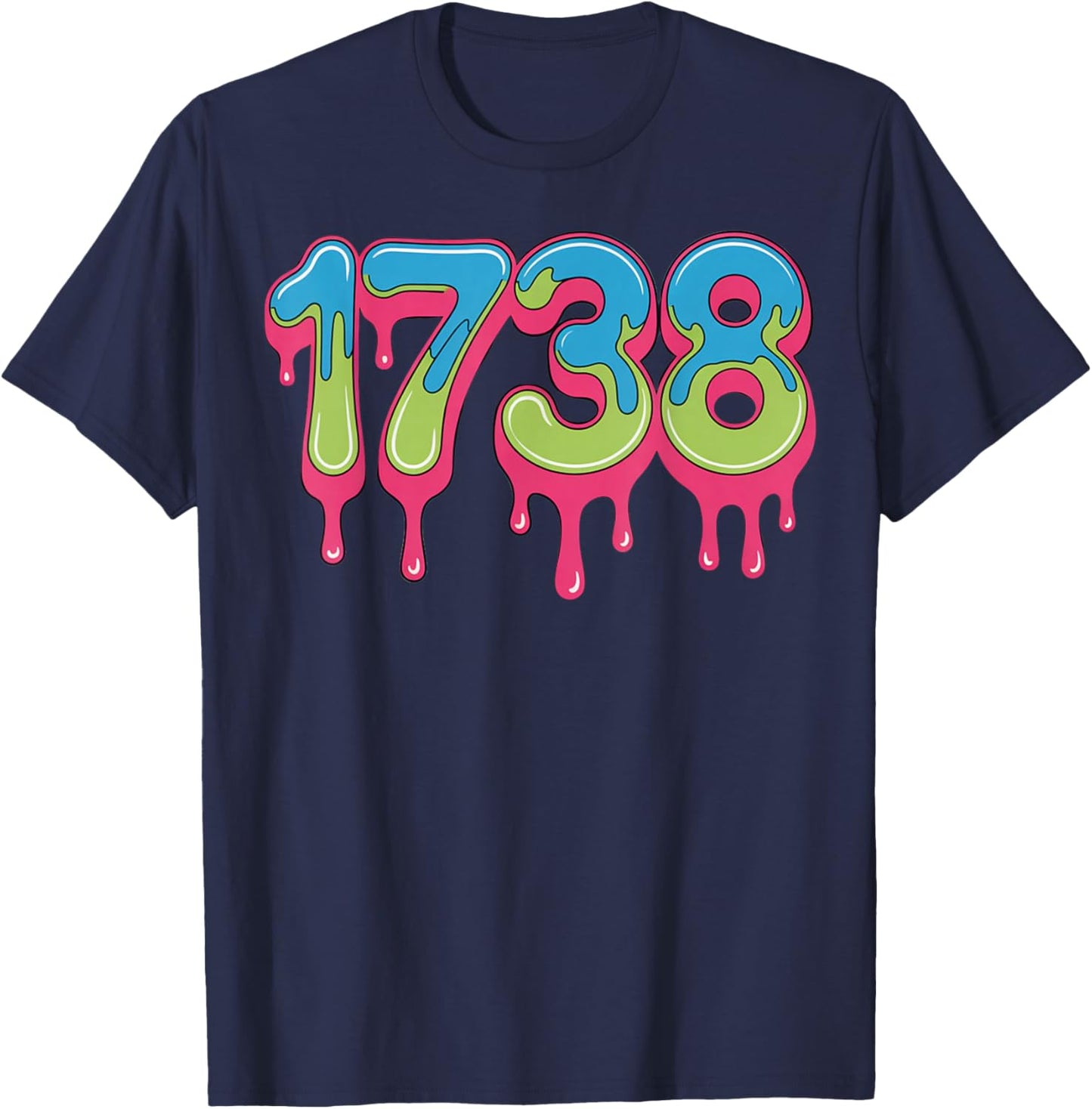 Number 1738 Drippy Numbers Meme T-Shirt - T-Shirt | Navy