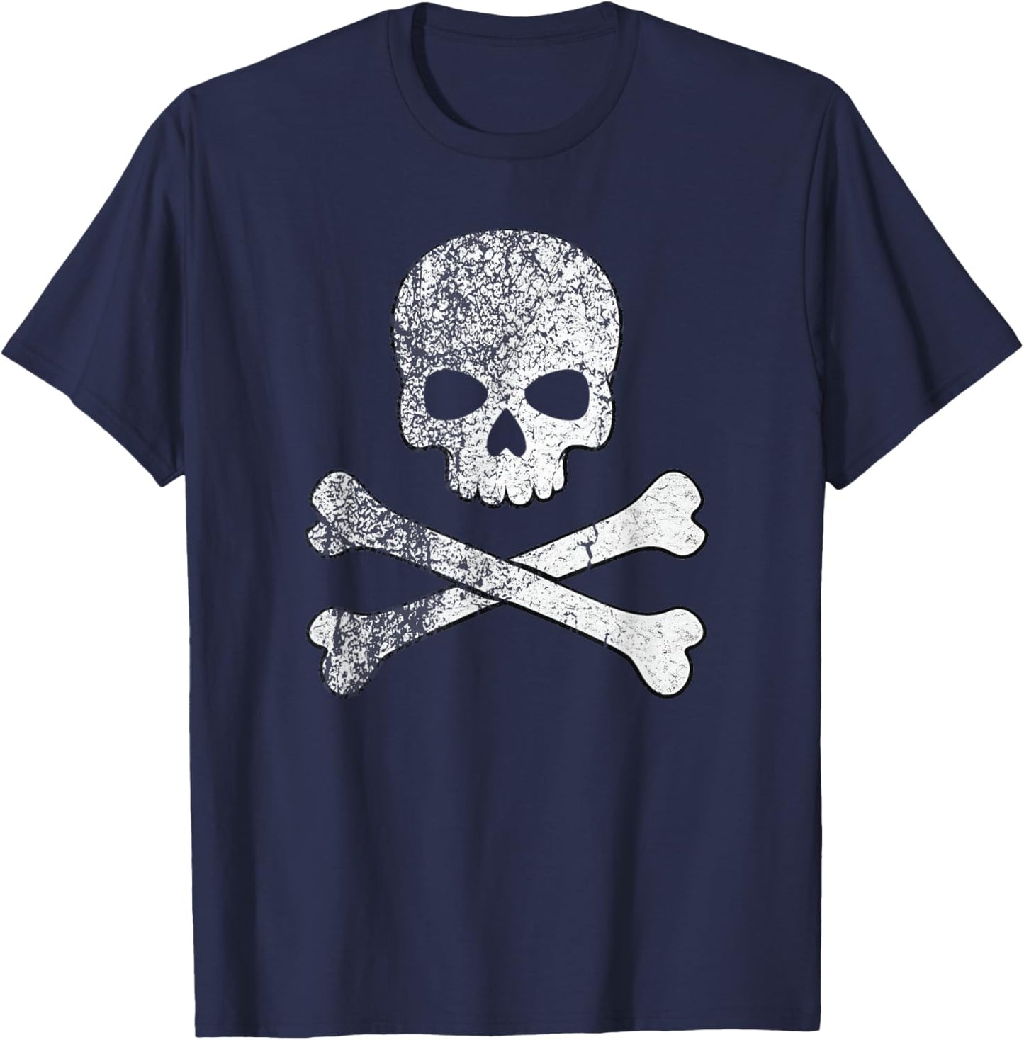 Skull and Crossbones Skeleton Pirate Jolly Roger Boys Girls T-Shirt - T-Shirt | Navy