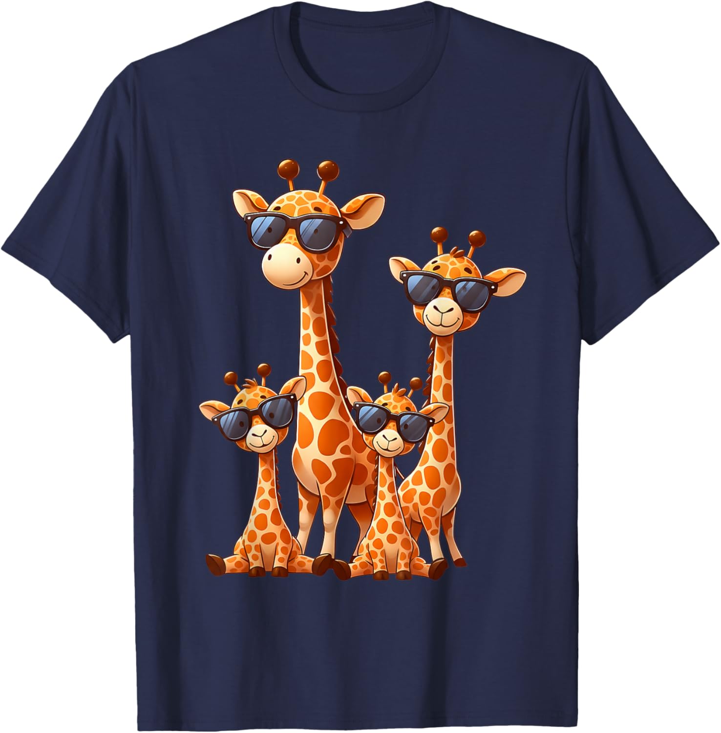 Giraffe Family Sunglasses Safari Zoo Animal Lover Giraffes T-Shirt - T-Shirt | Navy