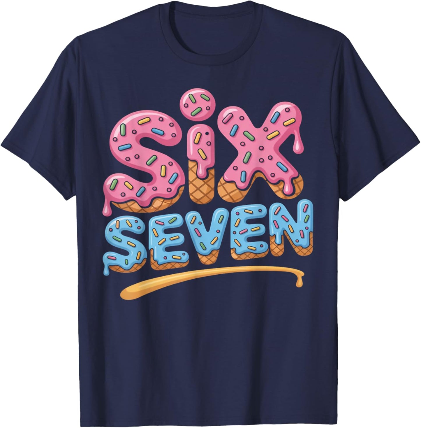 Six Seven Number 67th Sports Player 67 Ice Cream Drip T-Shirt - T-Shirt | Navy