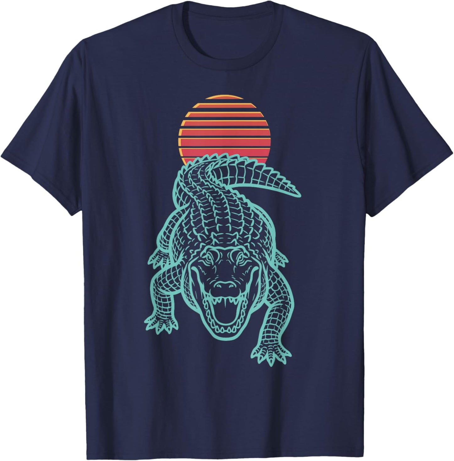 Alligator Lover Crocodile Reptile Retro Synthwave 80s T-Shirt - T-Shirt | Navy