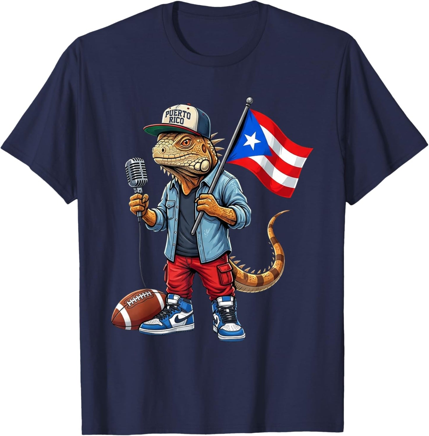 Funny Puerto Rico Coqui Frog Football Design Kids T-Shirt - T-Shirt | Navy
