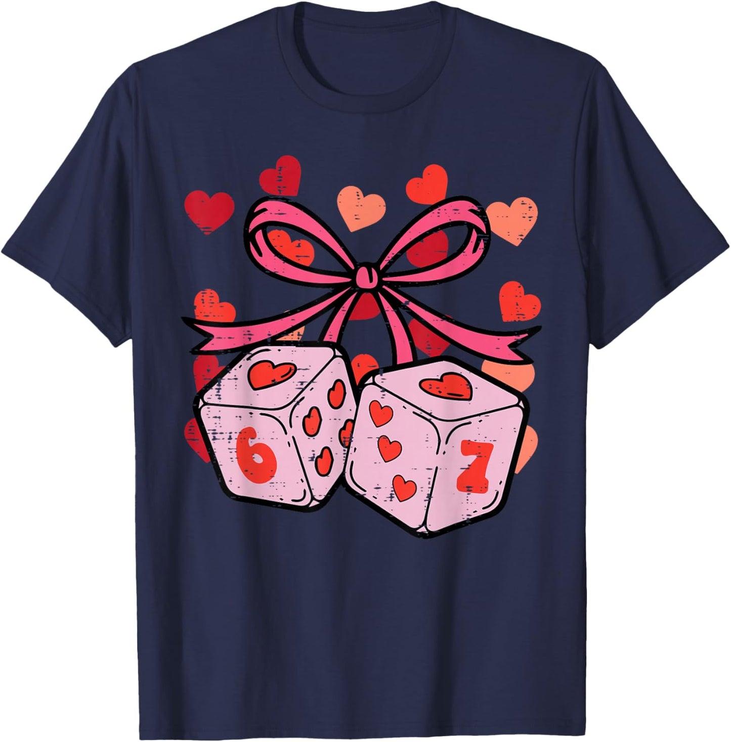 Valentines Day Dices 6 7 Funny 67 Meme Kids Boys Youth T-Shirt - T-Shirt | Navy