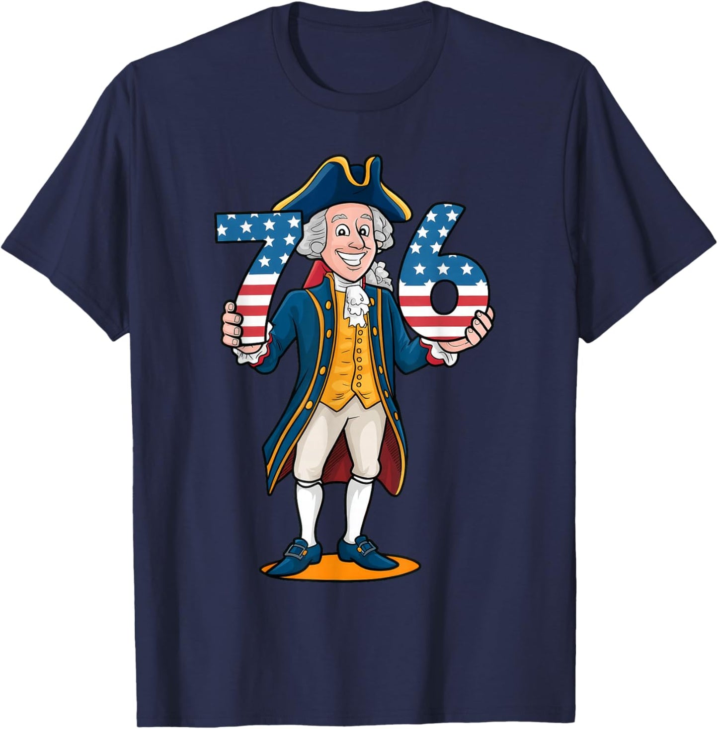 Six Seven 6 7 7 6 George Washington Teacher American T-Shirt - T-Shirt | Navy
