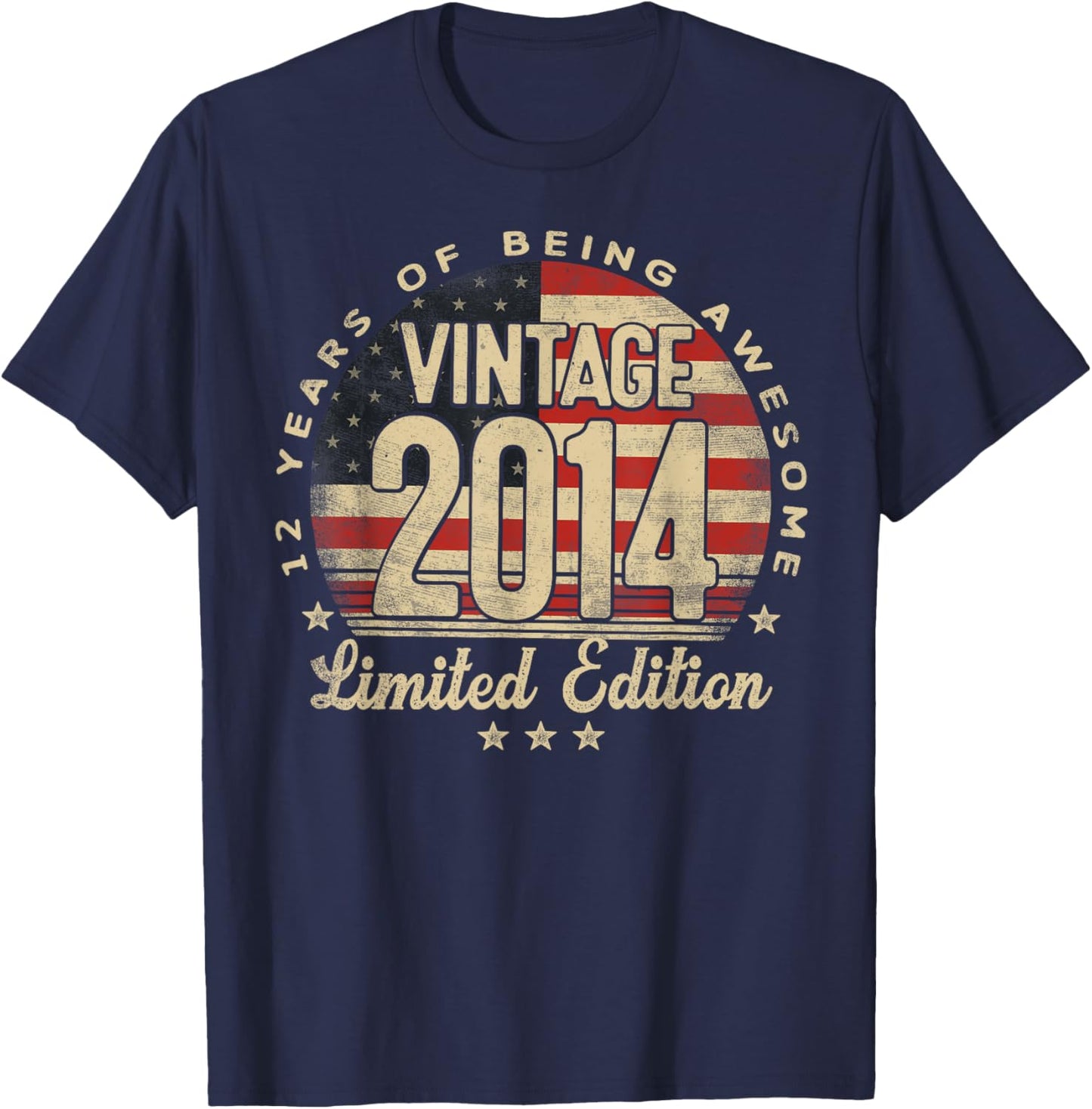 Vintage 2014 Limited Edition USA Flag 12-Year-Old Age 12 T-Shirt - T-Shirt | Navy