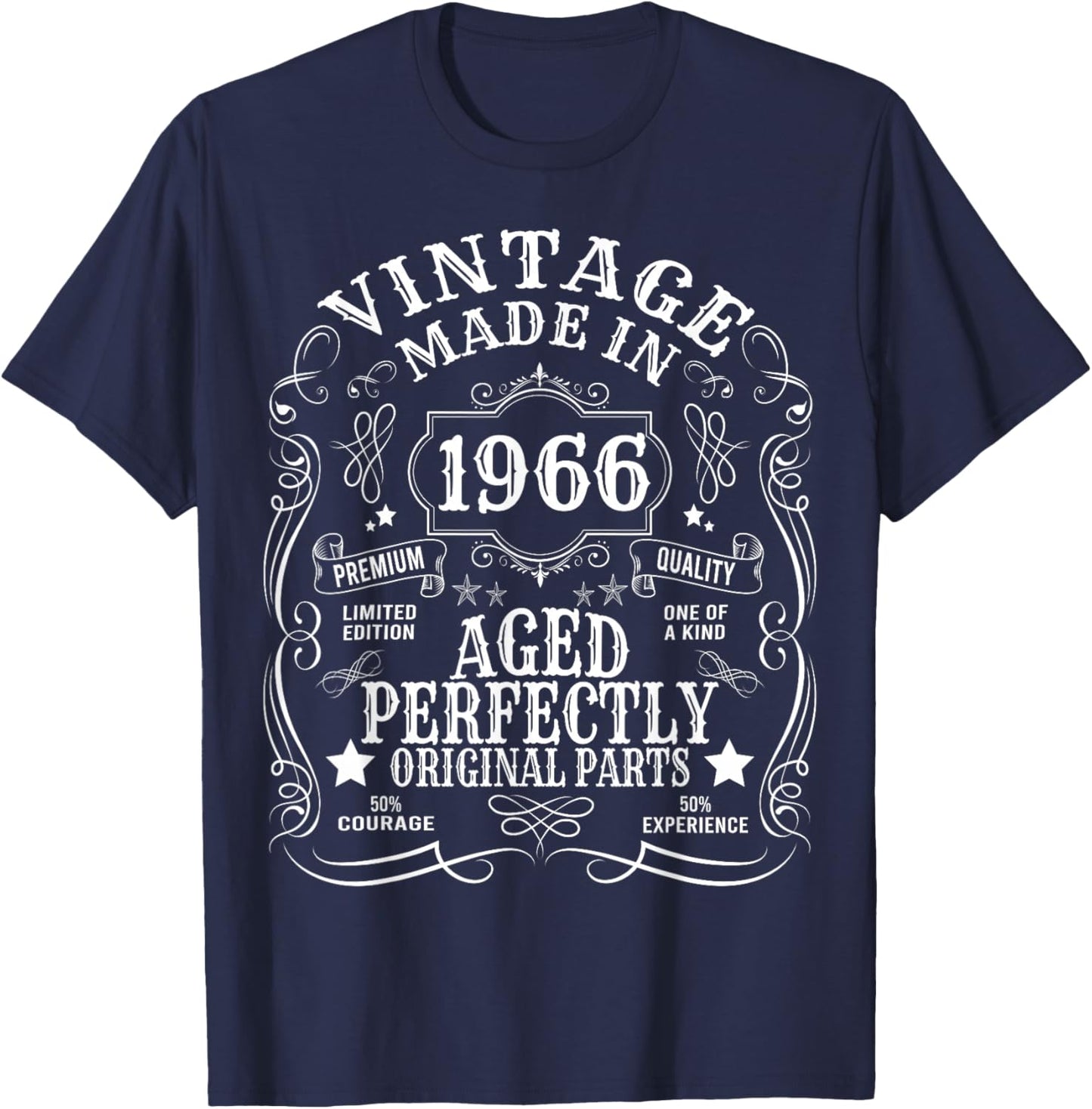 60th Birthday Man Woman 60 Years 1966 Decorative Gift Funny T-Shirt - T-Shirt | Navy
