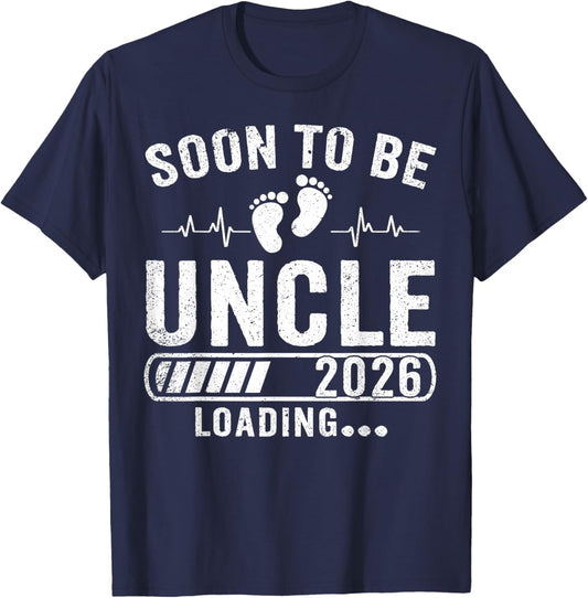 Retro Soon to Be Uncle 2026 Loading Pregnancy Announcement T-Shirt - T-Shirt | Navy