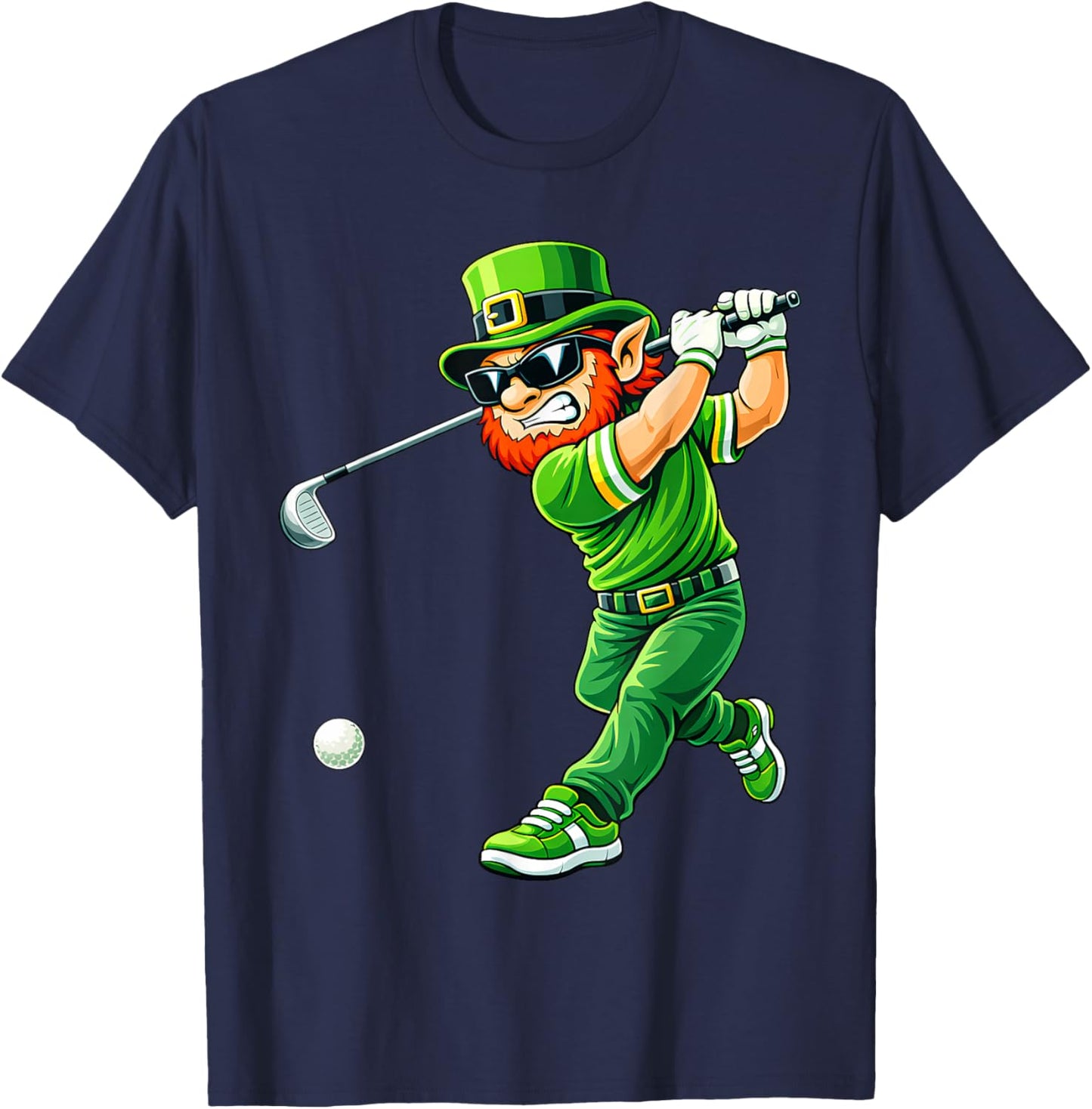 Golf Saint Patricks Day Boys Kids Sport Green Shamrock T-Shirt - T-Shirt | Navy
