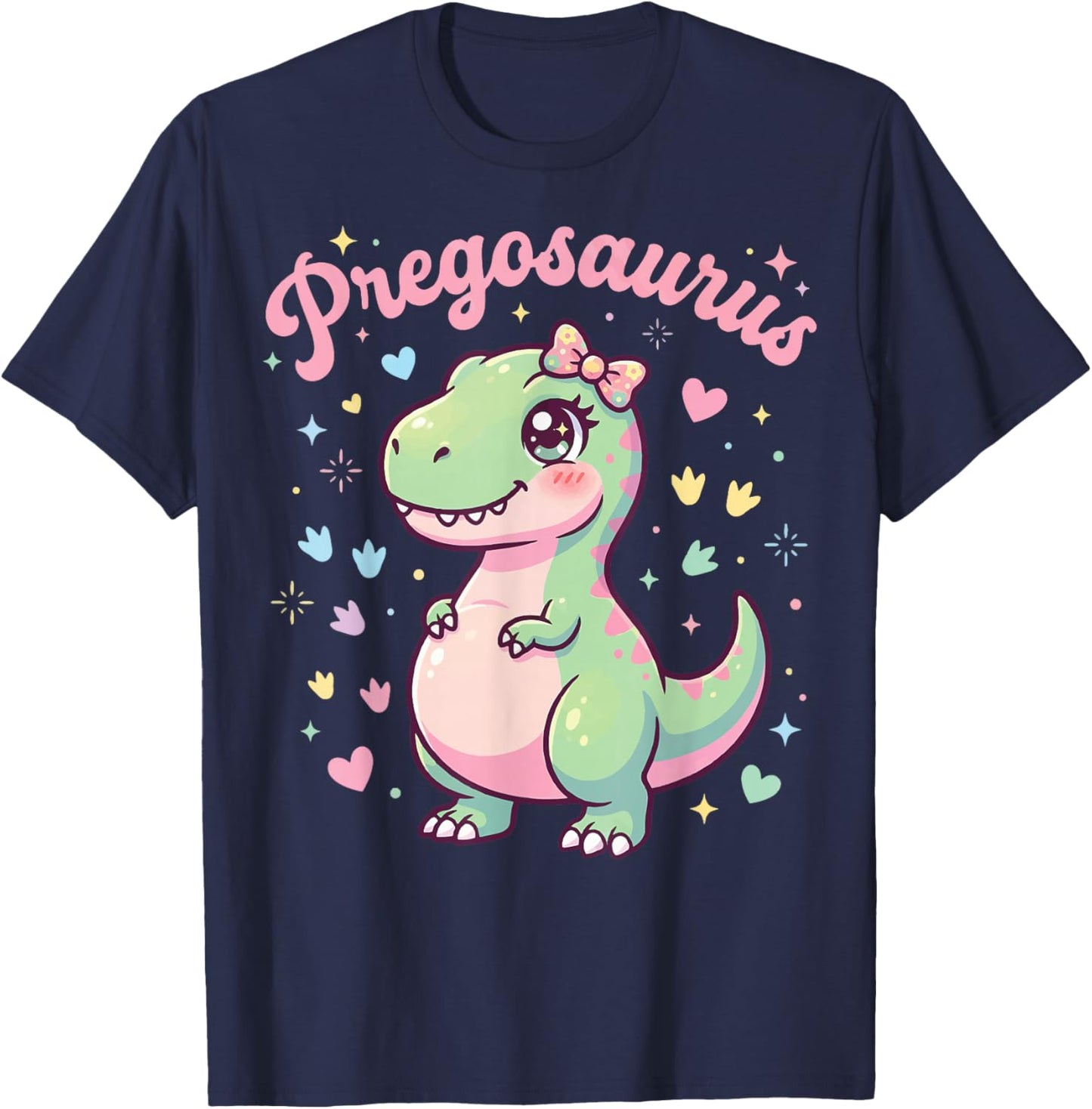 Pregosaurus Pregnant Mom Dinosaur T-Shirt - T-Shirt | Navy