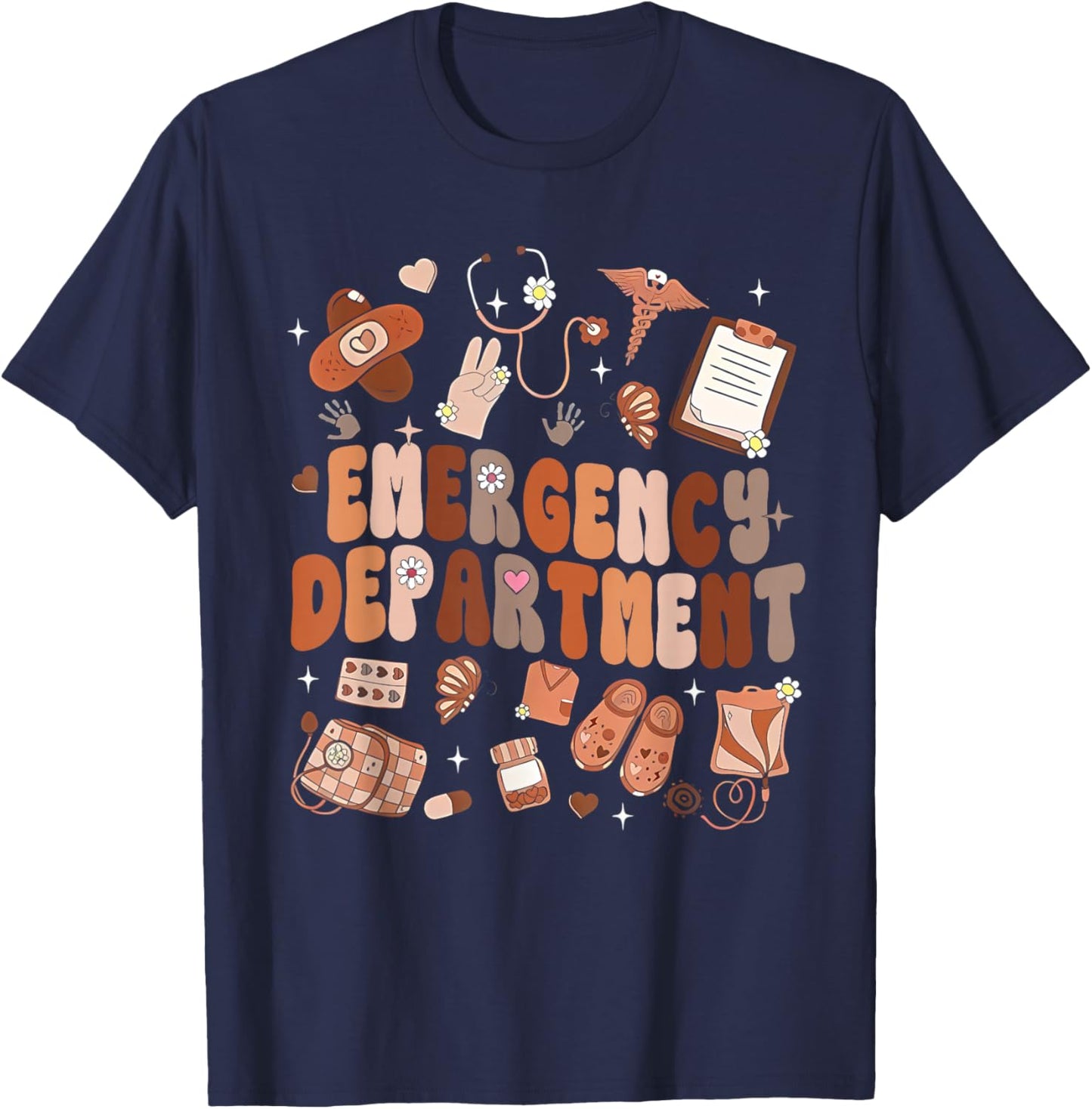 ER Nurse Black History Month Emergency Department Afro Nurse T-Shirt - T-Shirt | Navy