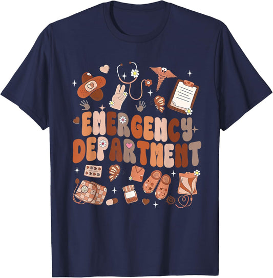 ER Nurse Black History Month Emergency Department Afro Nurse T-Shirt - T-Shirt | Navy