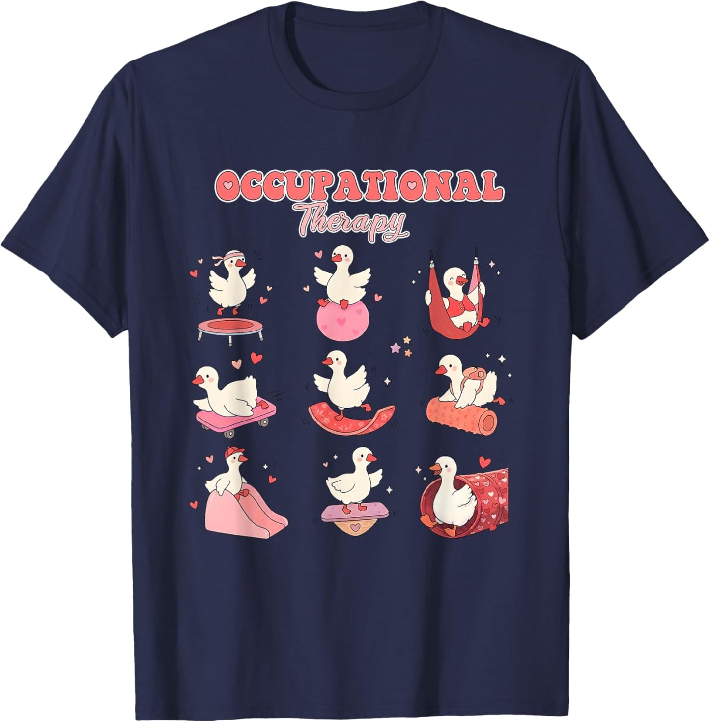 Occupational Therapy Valentine's Day Silly Goose OT OTA T-Shirt - T-Shirt | Navy