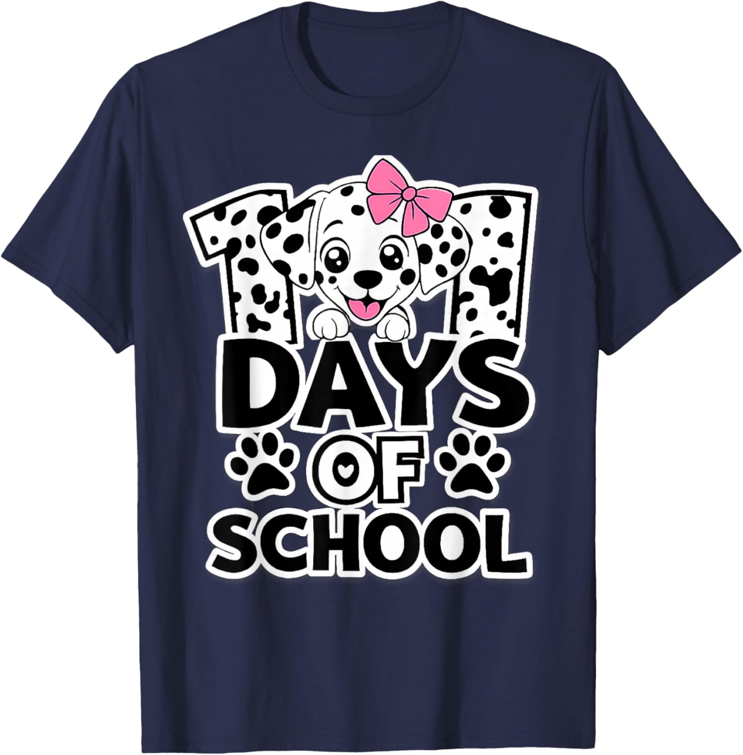 101 Days of School Dog 101 Days Brighter Teacher Girl Boy T-Shirt - T-Shirt | Navy