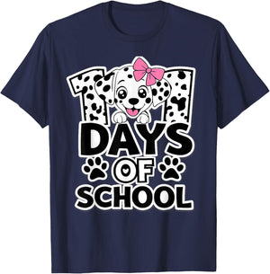 101 Days of School Dog 101 Days Brighter Teacher Girl Boy T-Shirt - T-Shirt | Navy