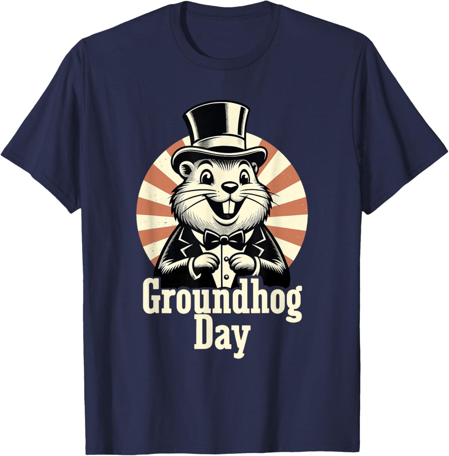 Punxy Phil's Groundhog Day February 2nd Holiday Retro T-Shirt - T-Shirt | Navy