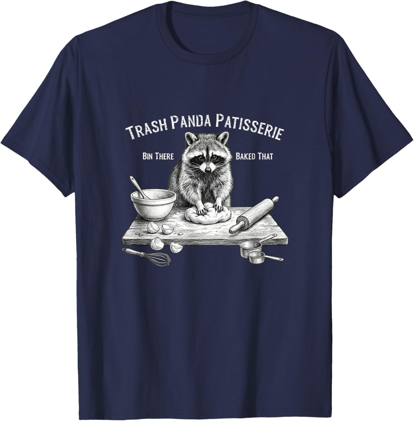 Trash Panda Patisserie Funny Raccoon Baking T-Shirt - T-Shirt | Navy