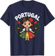 Portugal Girl in Traditional Folk Dress with Carnations Kids T-Shirt - T-Shirt | Navy
