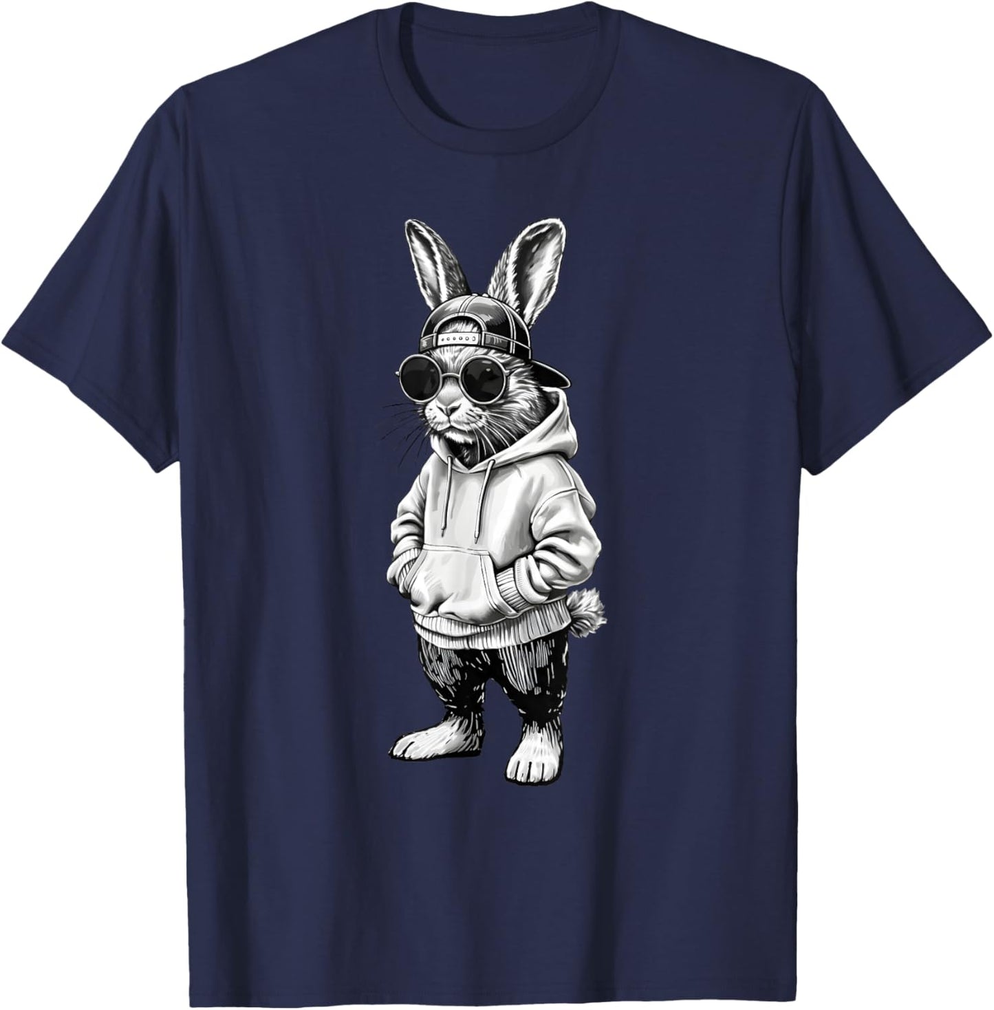 Happy Easter Rabbit Bunny Sunglasses Cap Boys Men Kids T-Shirt - T-Shirt | Navy